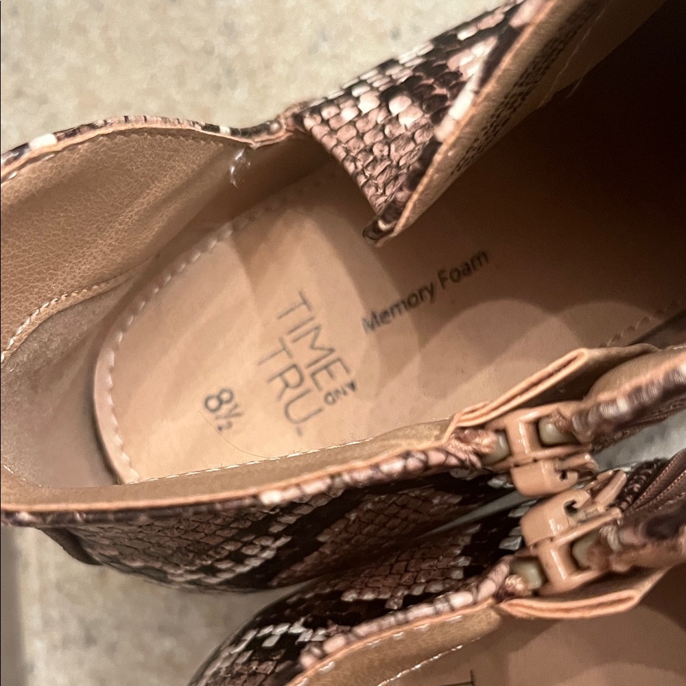 Time and Tru Snakeskin Ankle Boots - Pink and Black - Picture 2 of 8